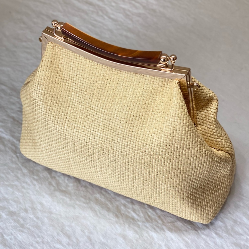 Valentina Fiore Rattan Bag Made In Italy Kiss Lock Gem